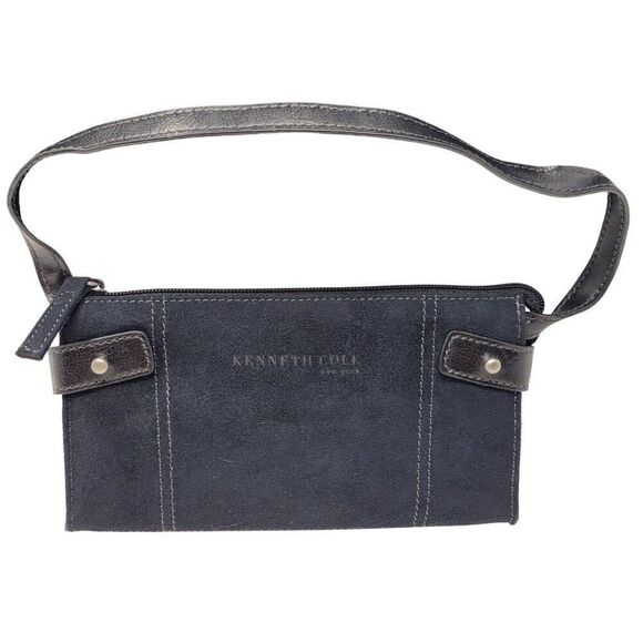 Kenneth Cole Black Suede Top Handle Tote & Mini Bag Wallet Contrast Stitching - Picture 15 of 16